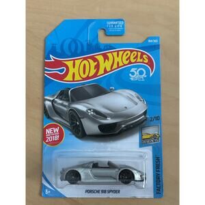 Hot Wheels Porsche 918 Spyder Silver Factory Fresh Collectible Car New 2018